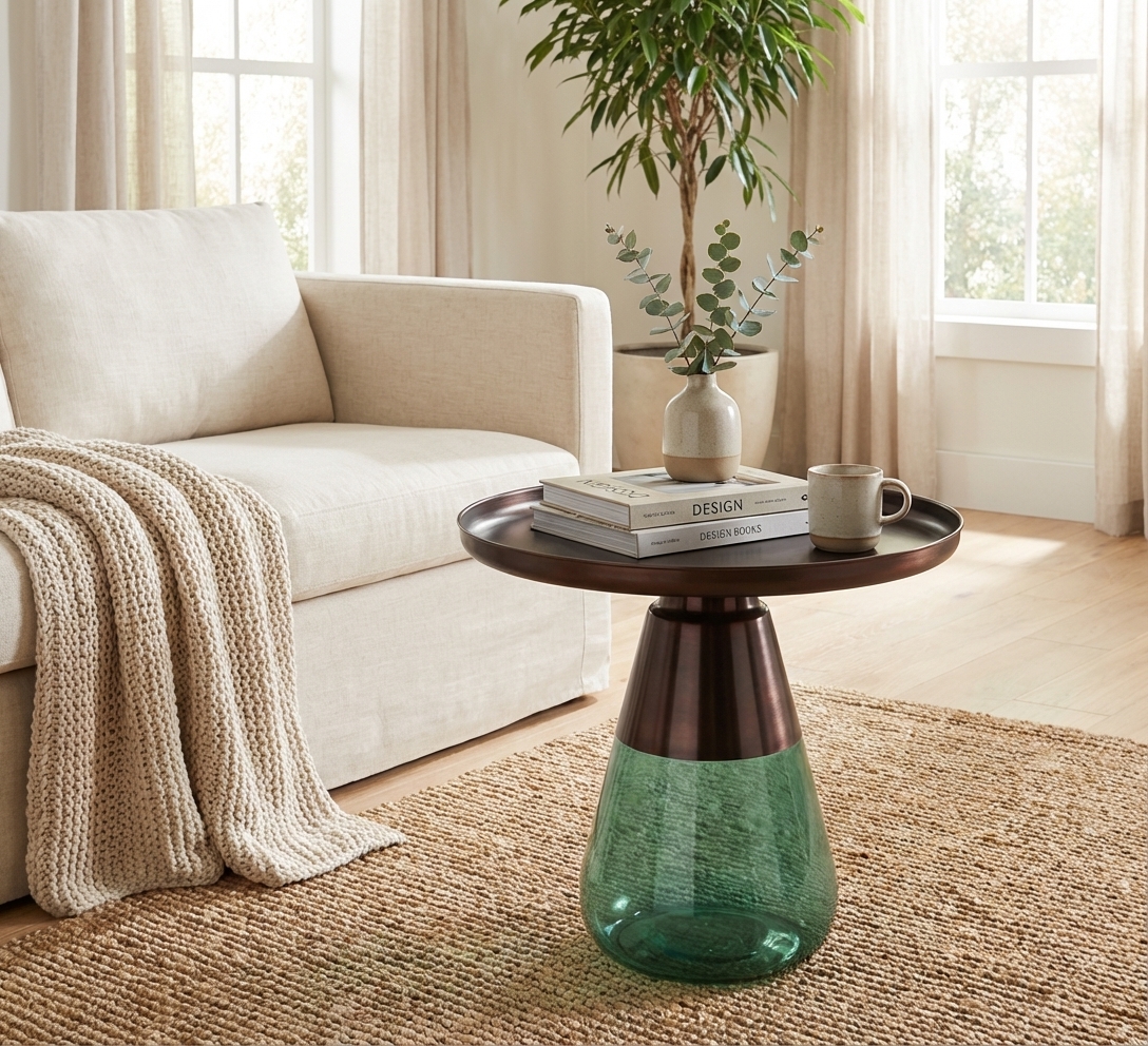 Blisswood coffee table styled in a light and neutral living space