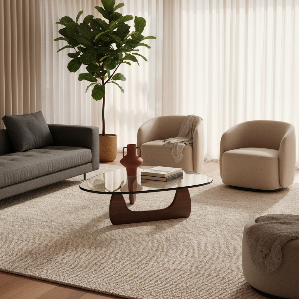 Noguchi table in modern British interior with neutral styling