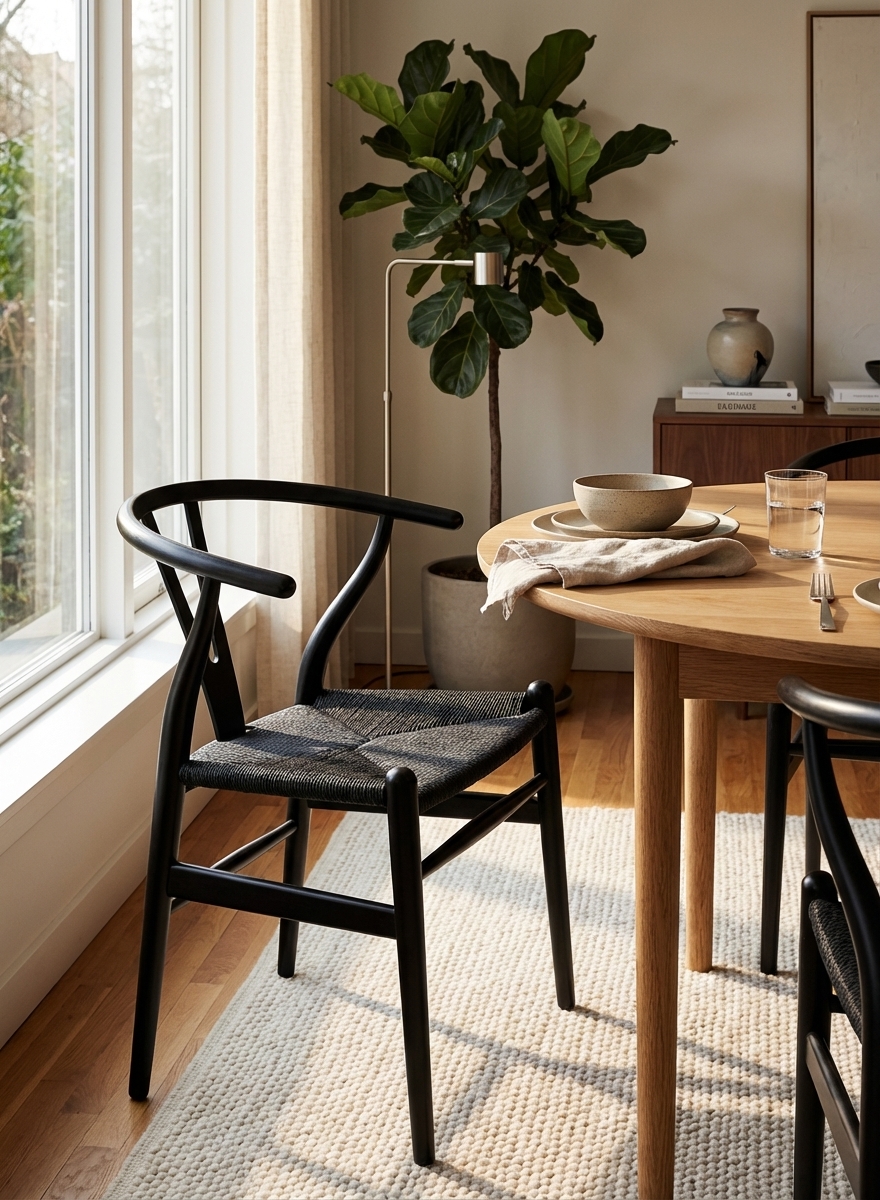 Black Wishbone Y chair affordable replica designer furniture