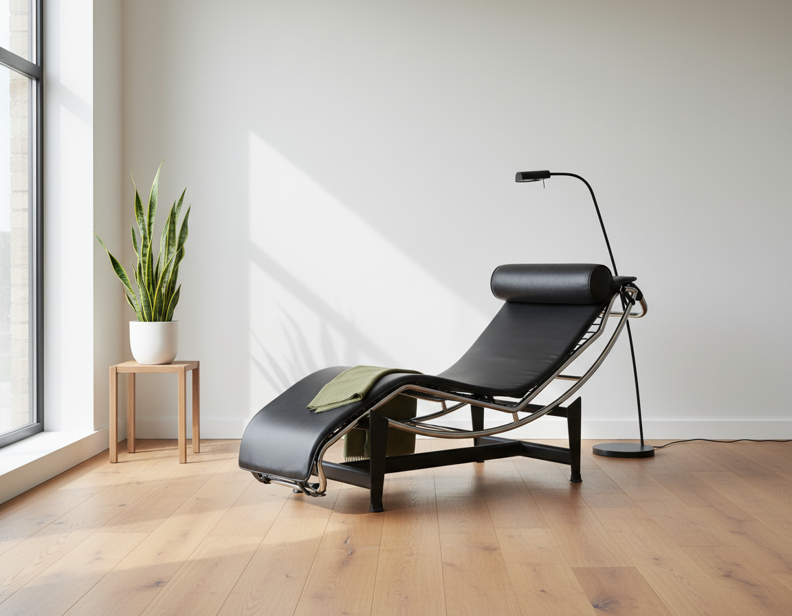 LC4 Style Chaise Longue - Cowhide Black And White